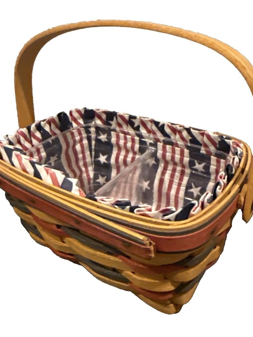 Longaberger All American Patriot Basket 1997 - 7" /w Liner, Protector VTG #10651